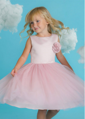 Rose Satin Tulle Flower Girl Dress Special Occasion Dress